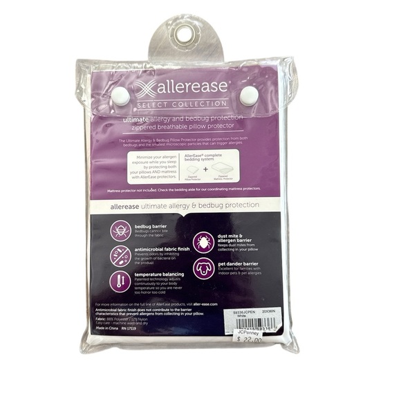Allerease Select Collection King Size Zippered Pillow Protectors Set of 2 New - Picture 3 of 5